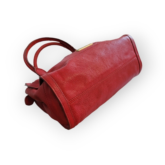 Burberry Red Pebbled Leather Satchel Handbag - Picture 8 of 14